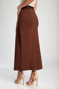 Gonna midi elegante, marrone