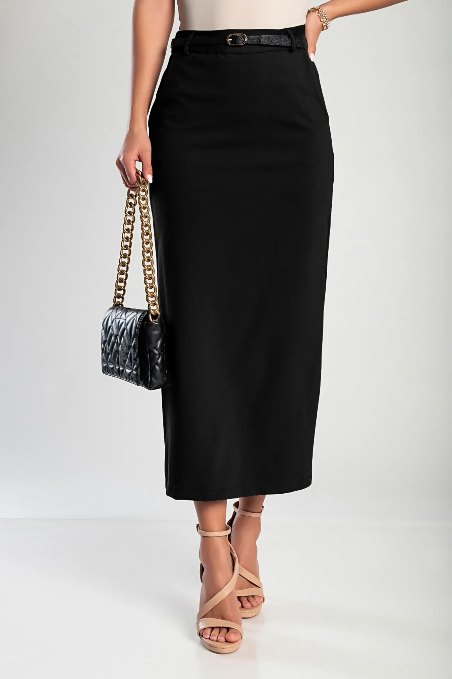 Gonna midi elegante, nera