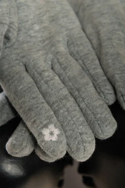 Guanti con bottoni decorativi, grigio chiaro