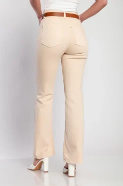 Jeans a zampa d'elefante, beige