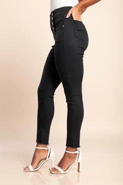 Jeans con bottoni decorativi, neri