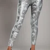 Leggings con fodera e vita ampia, colore argento