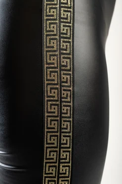 Leggings in ecopelle stampa geometrica Margaretta, Nero e Beige