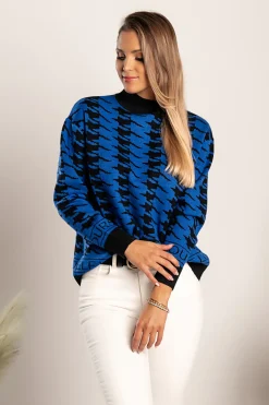 Maglia con fantasia pepita Sanga, nera e blu