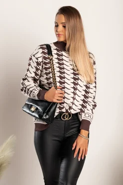 Maglia con fantasia pepita Sanga, marrone-beige