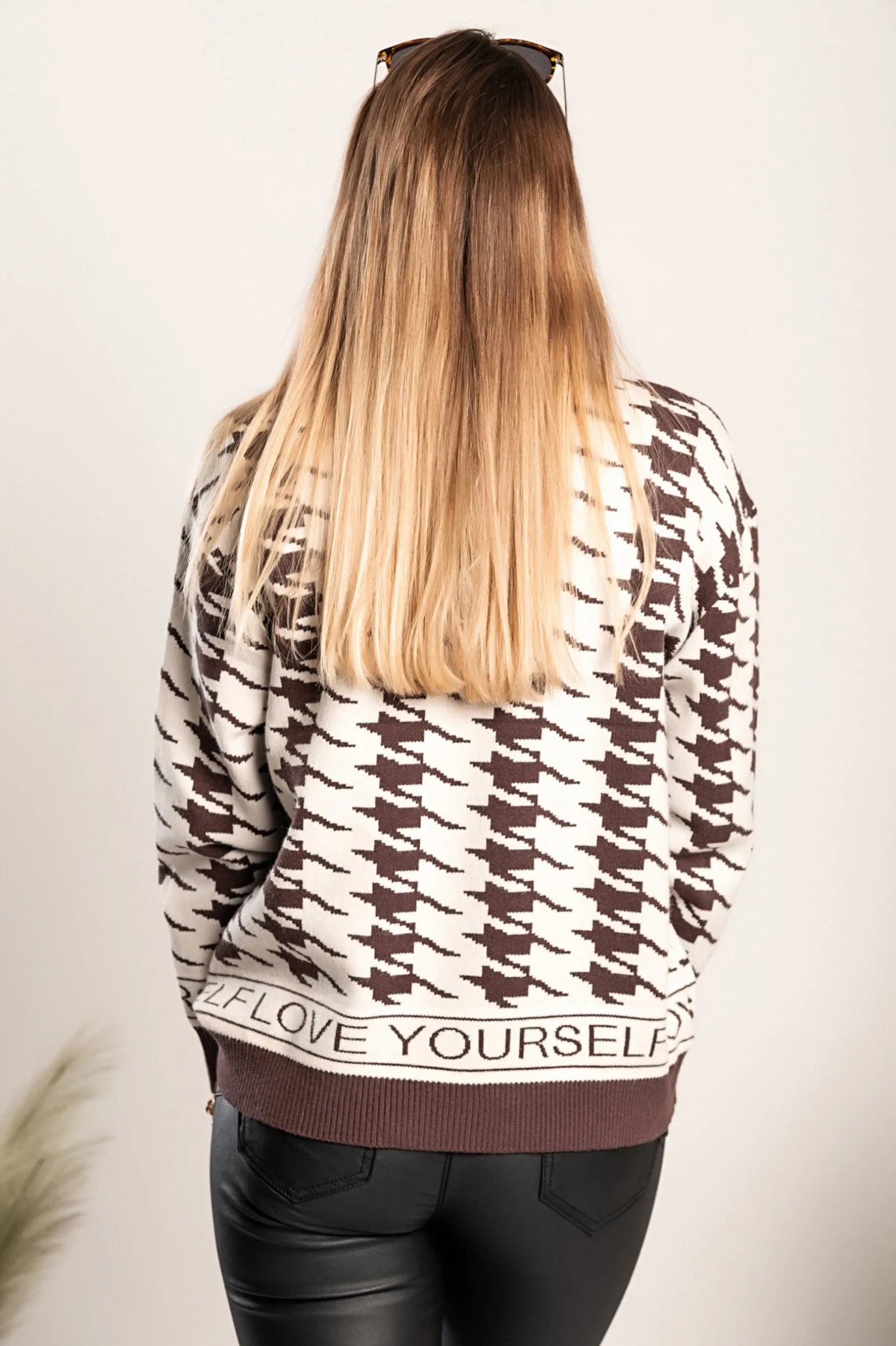 Maglia con fantasia pepita Sanga, marrone-beige