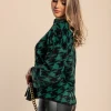 Maglia morbida con stampa pepita, verde
