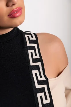 Maglietta con stampa geometrica Nelyna, nero e beige