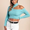 Maglietta lavorata a maglia con scollo, menta