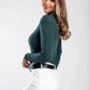 Maglietta lavorata a maglia con maniche lunghe, verde