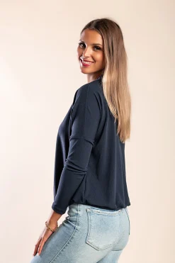 Maglietta oversize a maniche lunghe con scollo a barca DANICA Blu scuro