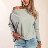 MAGLIETTA OVERSIZE CON SCOLLO A BARCA E MANICHE AMPIE DANICA, GRIGIO