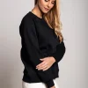 Maglietta sportiva in cotone a maniche lunghe  Maliya, nera