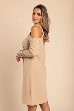 Mini abito con dettaglio metallico, beige