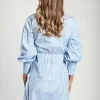 Mini abito con stampa a righe, di colore azzurro