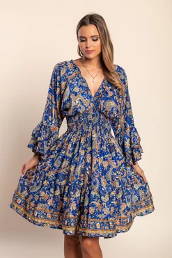 Mini abito con stampa, colore blu royal