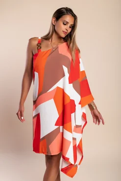 Mini elegante vestito con stampa, rossa