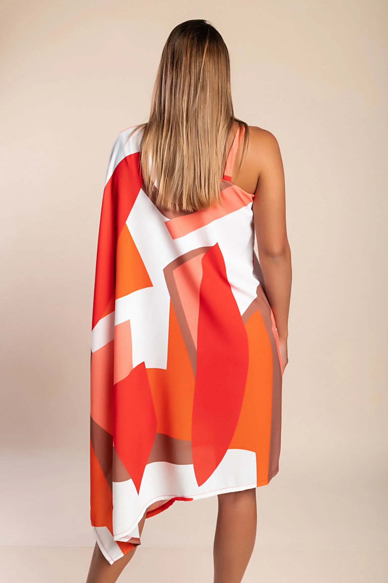 Mini elegante vestito con stampa, rossa