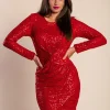 Miniabito elegante Capitana con paillettes, rosso