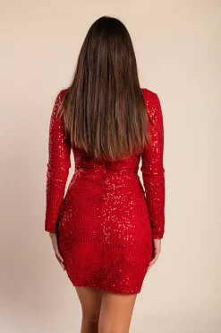 Miniabito elegante Capitana con paillettes, rosso