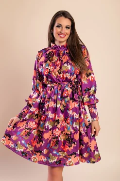 Miniabito elegante stampato, lilla