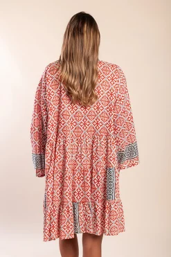 Miniabito in cotone con stampa, rosso