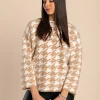 Morbido maglione con stampa Pepita, Crema