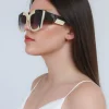 Occhiali da sole combinati bicolore, ART2175, bianco e nero