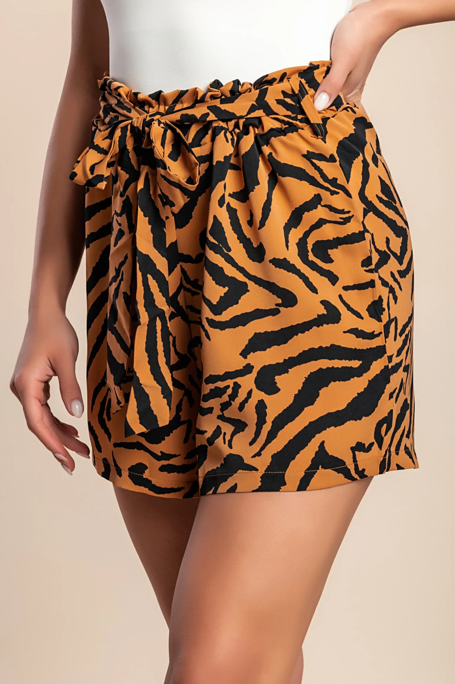 Pantaloncini stampati, marrone