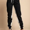 PANTALONE ALLA MODA CON RIGA SUI LATI, ELASTICIZZATE IN VITA  FRIEDA, NERO