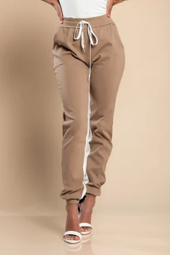 PANTALONE ALLA MODA CON RIGA SUI LATI, ELASTICIZZATE IN VITA  FRIEDA, CACHI