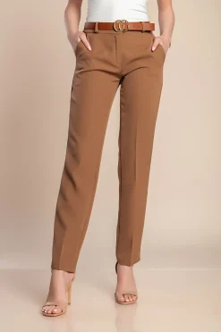 Pantalone lungo elegante con gamba dritta Tordina, cammello