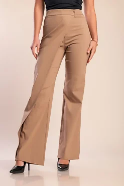 Pantaloni eleganti con balza, beige