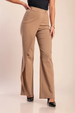 Pantaloni eleganti con balza, beige