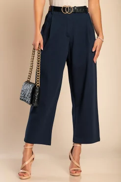 Pantaloni eleganti con gamba dritta, di colore blu