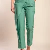 Pantaloni eleganti con volant, menta