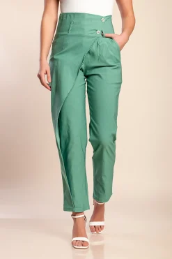 Pantaloni eleganti con volant, menta