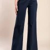Pantaloni eleganti con volant, blu scuro
