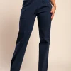 Pantaloni eleganti con volant, blu scuro