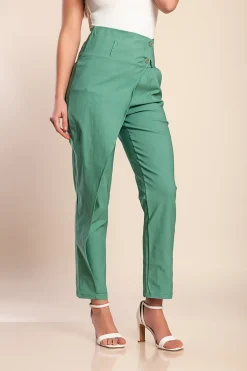 Pantaloni eleganti con volant, menta