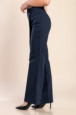 Pantaloni eleganti con volant, blu scuro