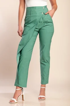 Pantaloni eleganti con volant, menta