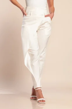 Pantaloni eleganti con volant, panna
