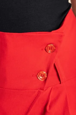 Pantaloni eleganti con volant, rossi