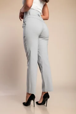 Pantaloni eleganti con volant, grigio chiaro