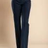 Pantaloni eleganti lunghi a gamba dritta, blu scuro