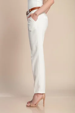 Pantaloni eleganti lunghi con pantalone dritto Tordina, bianco