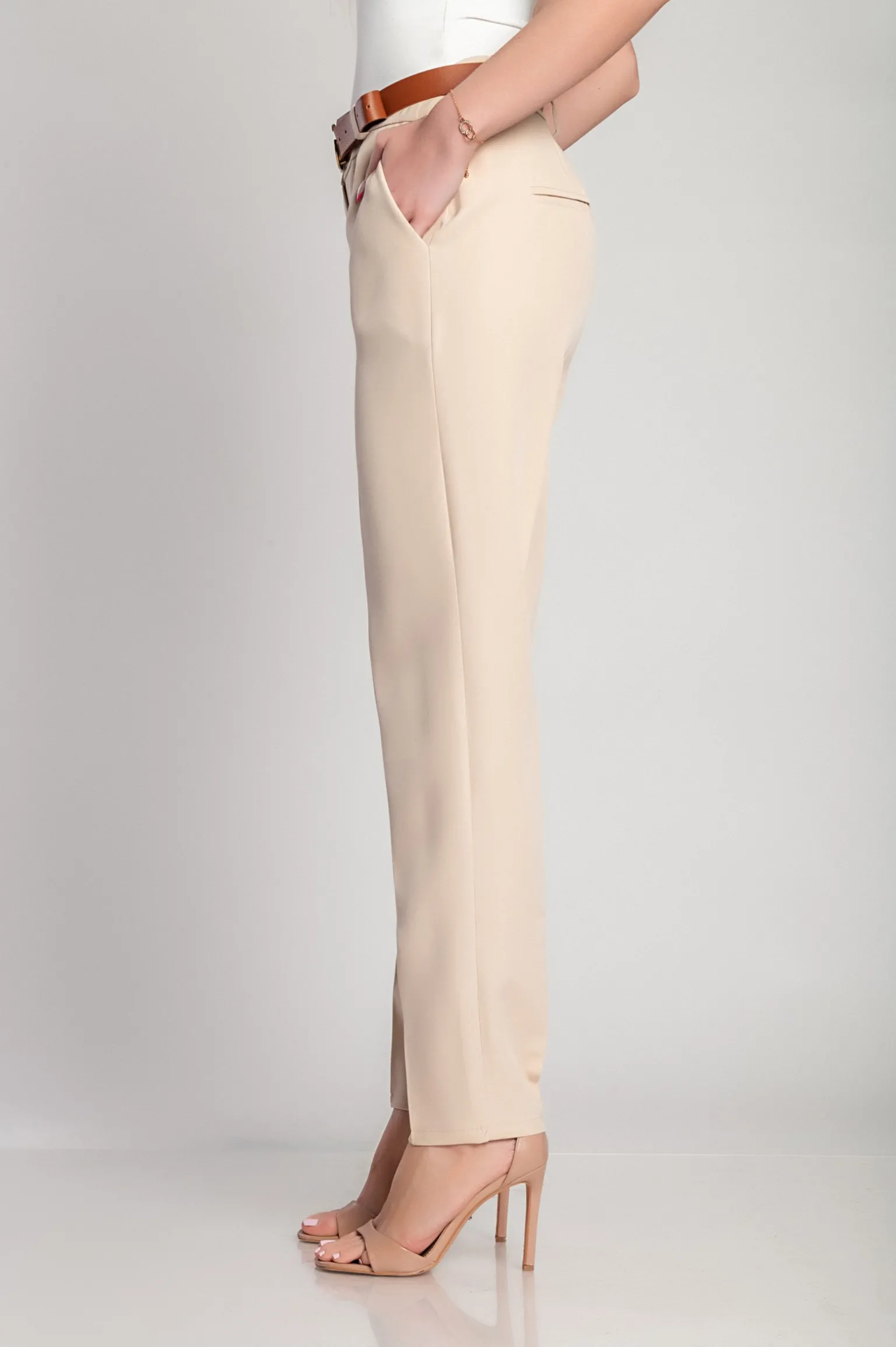 Pantaloni eleganti lunghi con pantalone dritto Tordina, beige