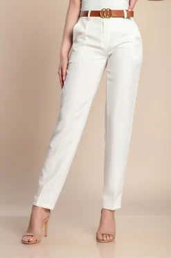 Pantaloni eleganti lunghi con pantalone dritto Tordina, bianco