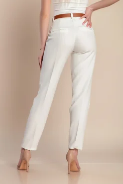 Pantaloni eleganti lunghi con pantalone dritto Tordina, bianco